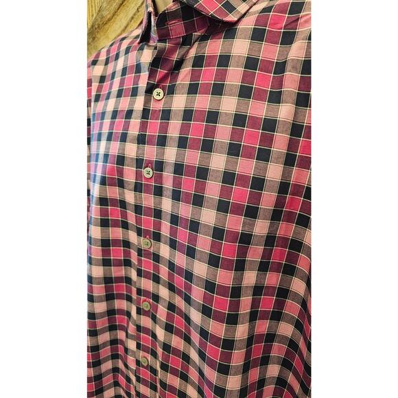 Express fitted L mens long sleeve button up purple plaid 16 - 16.5 proffesional - Picture 7 of 9